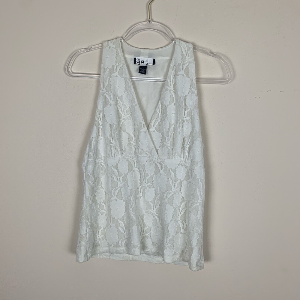 INC | Cream Lace Sleeveless Blouse Size Large